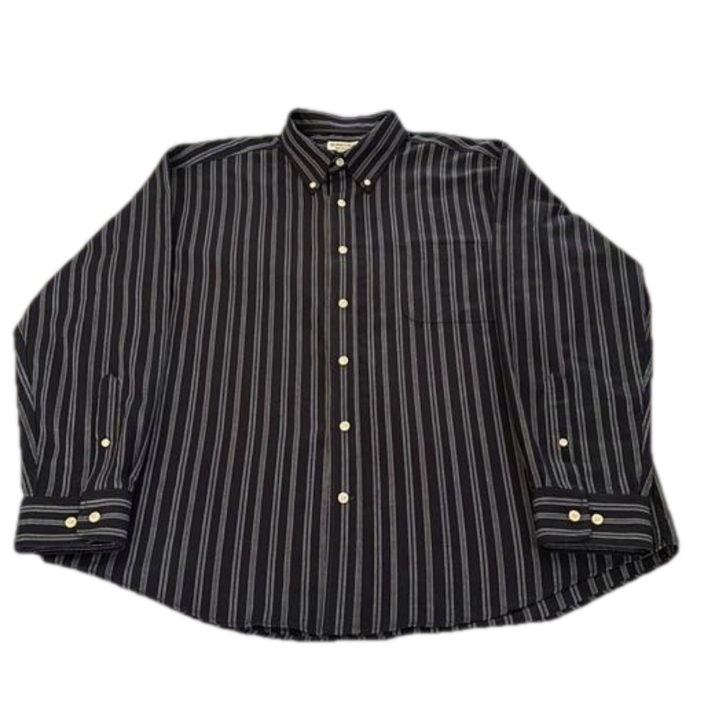 St. John’s Bay Iron Free Long Sleeve Mens Shirt, Size XL, Black & Gray Stripe
